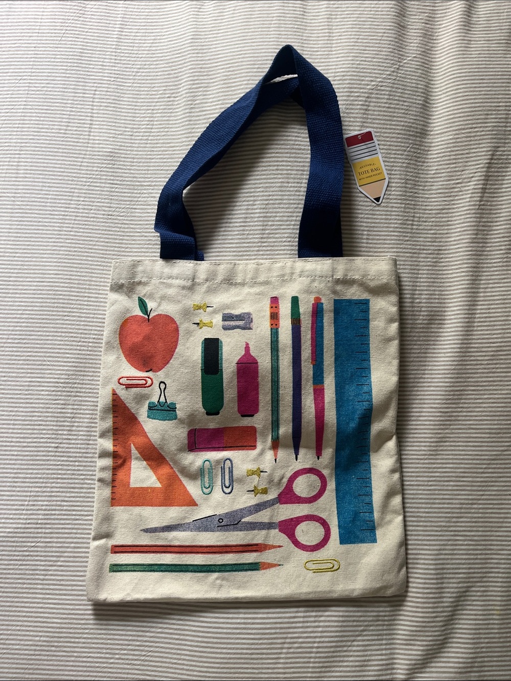 Canvas Embroidered Teacher Tote Bag